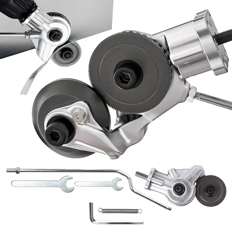 Electric Metal Cutter Drill Attachment – Portable Shearing Machine for Iron Steel Aluminum, Smooth Burr-Free Cutting, Compatible with Dewalt & Milwaukee Tools, Wrench & Mechanic Tool Kit