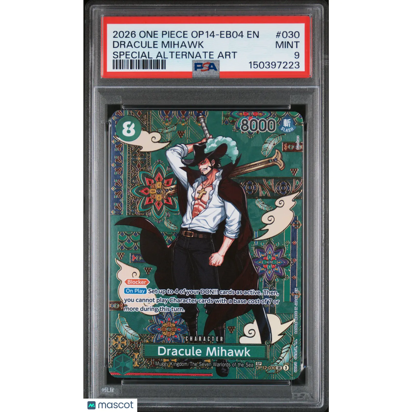 2026 One Piece Op14-Eb04 Dracule Mihawk Special Alternate Art PSA 9 #030