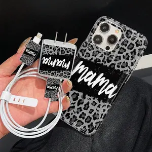 Leopard Print Pattern Phone Case with Charger Saver & Cable Protector & Storage Rope, Anti-drop Cellphone Protective Case, Total Protective Shockproof Mobile Phone Cover for iPhone Accessories