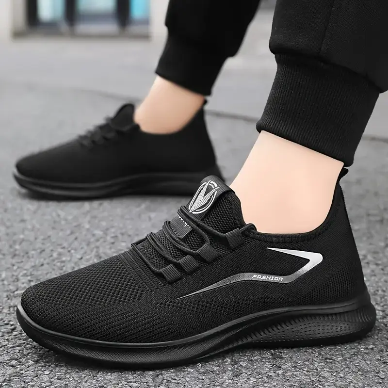 Men's Textile Knit Athletic Running Shoes - Lace-Up Low-Top Sneakers with Breathable Antimicrobials, Durable PU/Fabric, Round Toe, US Sizes, for Outdoor Jogging, Training, Casual Wear, Casual Trainers Lightweight