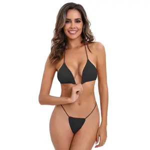 ,2025 new Triangle Thong Bikini Set – Halter Neck Two-Piece Swimsuit