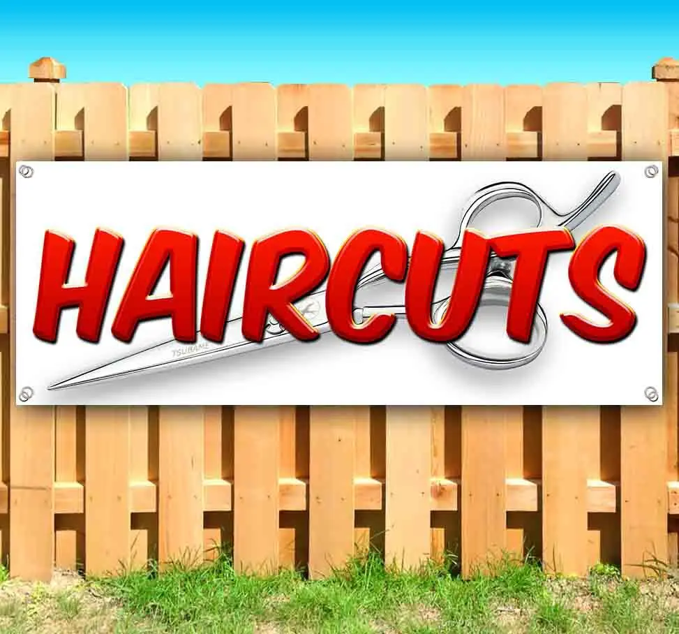 Haircuts Vinyl Banner – Heavy-Duty 13 oz Indoor/Outdoor Business Sign – Multiple Sizes