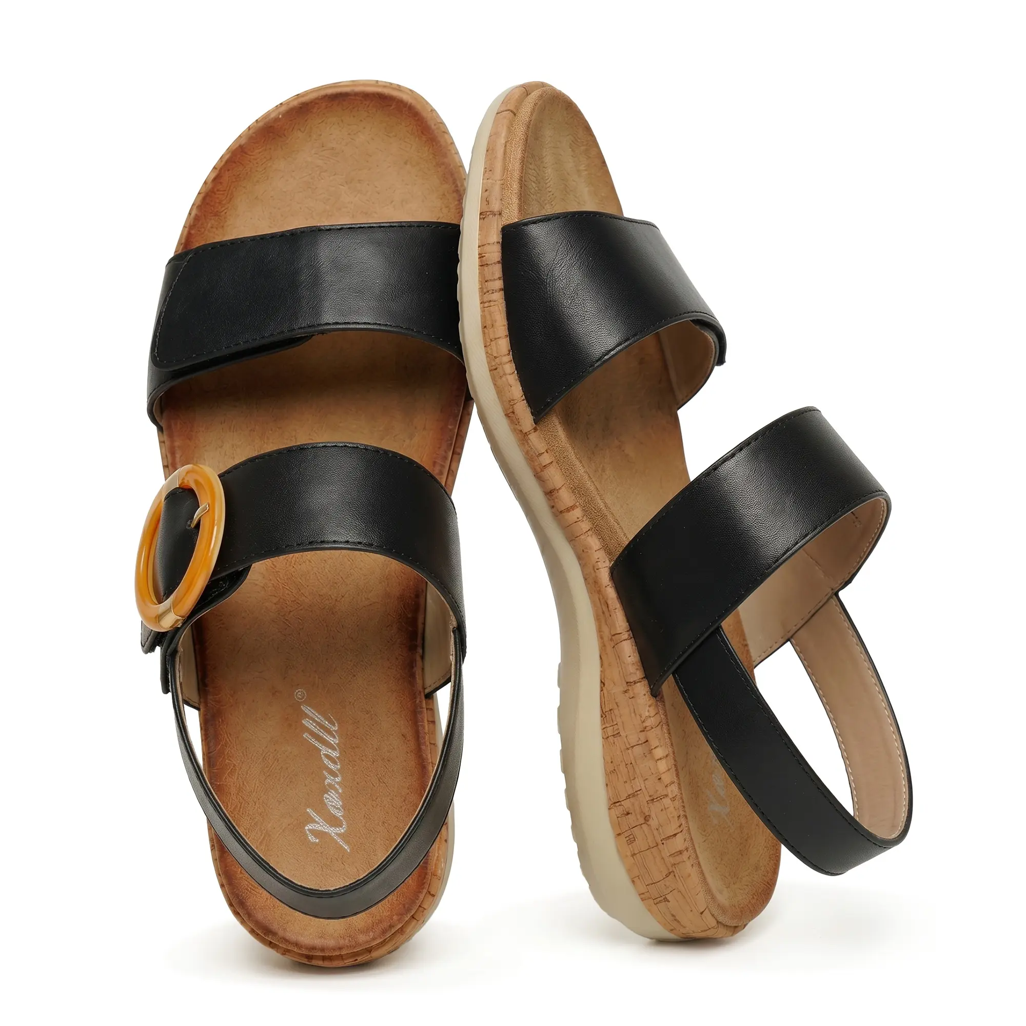 Womens Flat Sandals - Comfortable Arch Support Low Wedge Walking Sandals for Summer, Beach, Vacation, Travel
