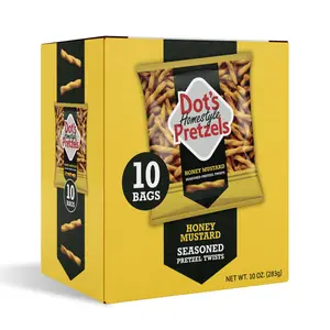 Dot's Pretzels Honey Mustard Seasoned Pretzel Twists, Healthy Kids Snacks, 1oz Grocery Sized Bag (10 Count)