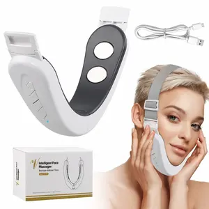 EMS LED Light Therapy V Face Device, 8-Mode 15-Level Adjustable Hands-Free Facial Sculpting Beauty Tool, USB Rechargeable for Women Color