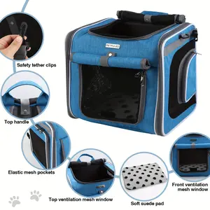 Pet Carrier: Foldable Dog Bike Basket with Mesh Windows, Soft Suede Pad, and Safety Clips for Small to Medium Pets