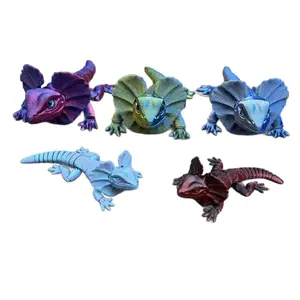 3D Printed Articulated Frilled Lizard Toy - Full Body with Movable Joints, Articulated Figures, Animal Figurine for Birthday Gifting Collectible Room Decor