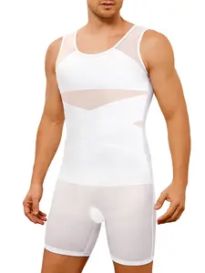 Men's Shapewear Bodysuit, Breathable Mesh Fabric, Four-Panel Design, Adjustable Compression, Ideal for Daily Wear & Sports, Vest Waist Trainer