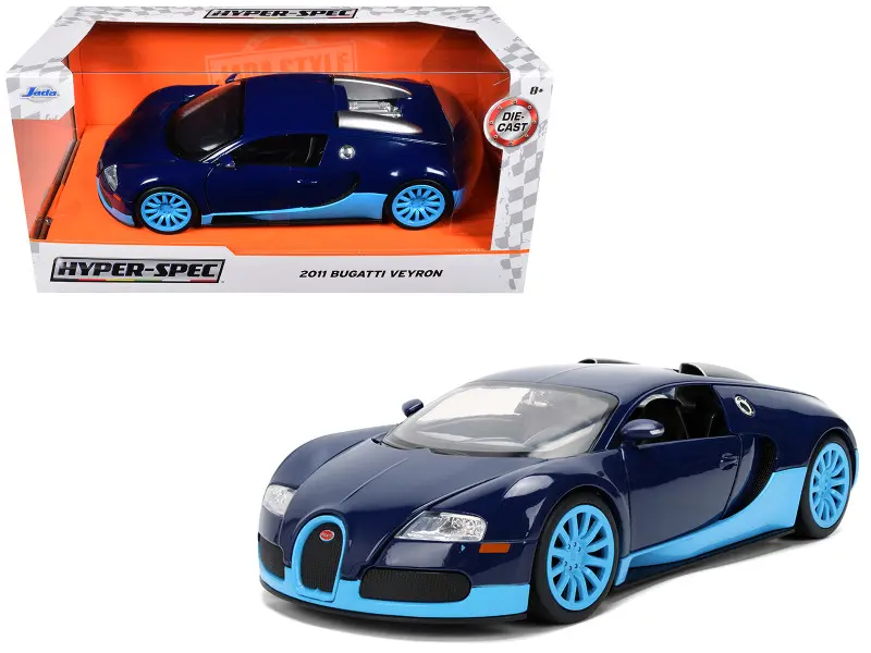 2011 Bugatti Veyron Dark Blue "Hyper-Spec" 1/24 Diecast by Jada SKU: 37643