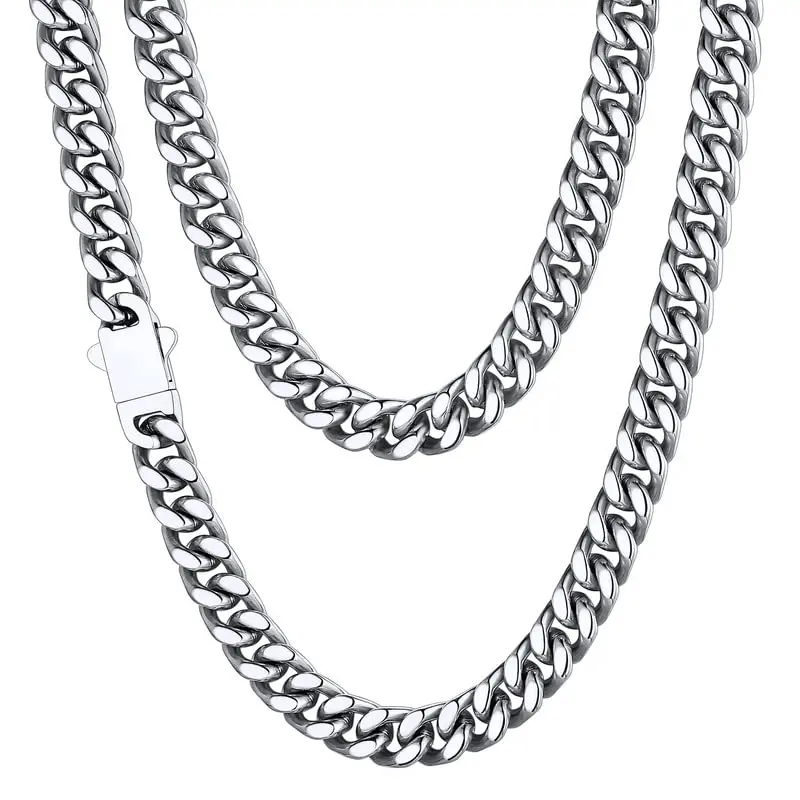 Stainless Steel Cuban Link Chain Necklace for Men and Women - 6mm Thick - 18-26 Inches
