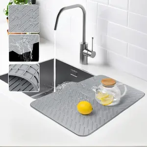 Enhanced Large Silicone Dish Drying Mat with Integrated Drainage High Heat Resistant Tableware Protector Easy Clean Kitchen Counter Dish Drainer Pad