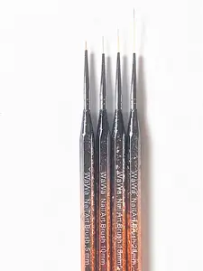 WAWA Nail Art Liner Brushes for Long Lines, Thin Details, Fine Drawing, UV Gel Polish Painting, Sizes 5/10/15/25mm