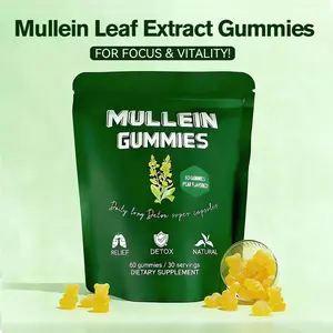 Mullein Lung Detox Gummies Mullein Leaf Extract Pear Flavor- 60 Gummies - 30 Servings - Dietary Supplement for Natural Wellness Boost