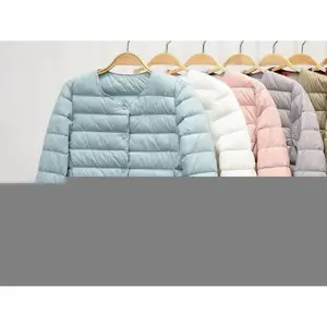 Women Liner Duck Down Jacket O-neck Variable V-neck 2025 New Female Winter Keep Warm Collarless Ultralight Quilted Puffer Coat