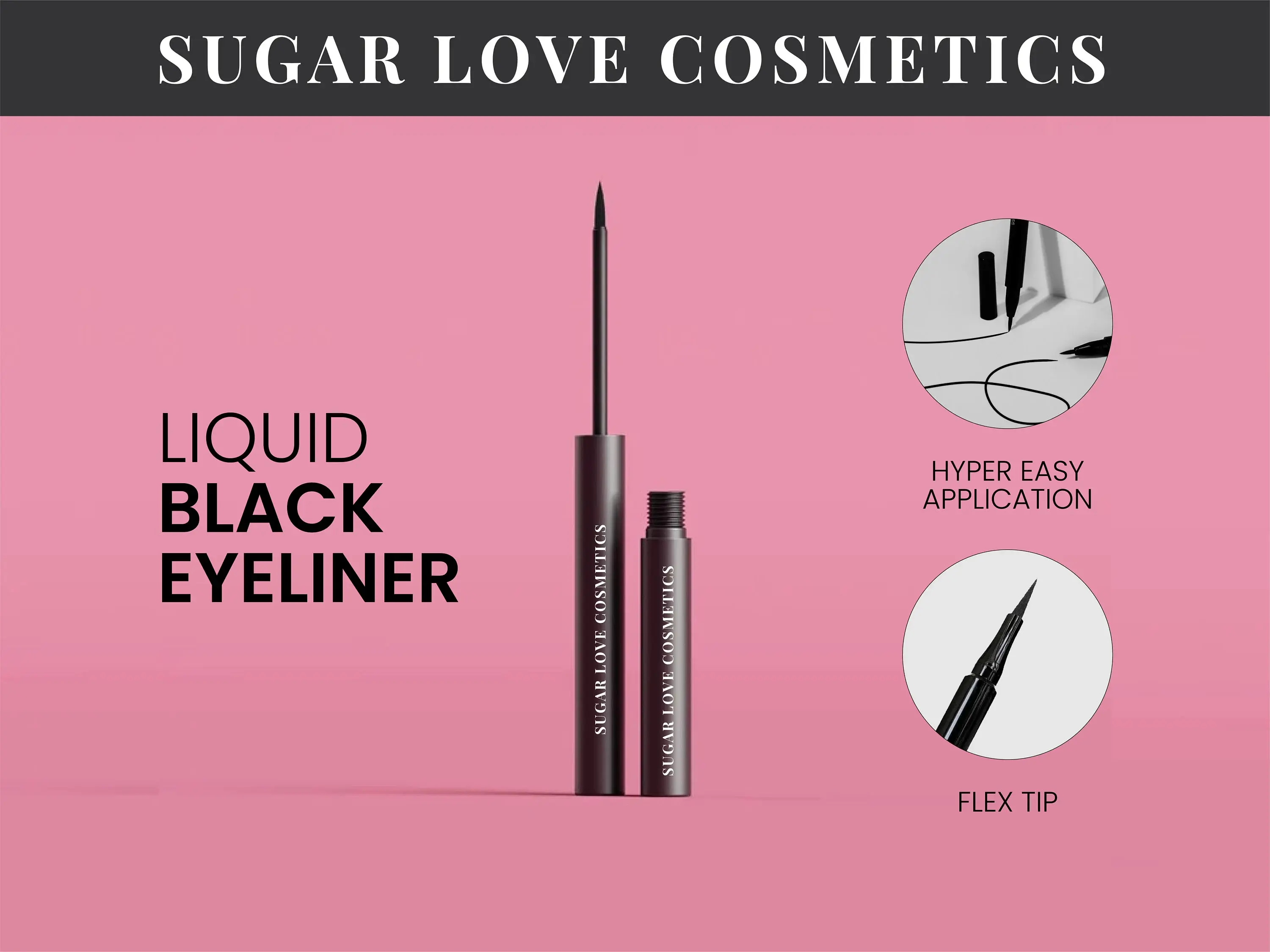 Sugar Love Cosmetics Water Resistant, Smudge Proof Liquid Eyeliner | Cruetly Free, Paraben Free, Eco Friendly Long Lasting Eyeliner Lightweight  Makeup