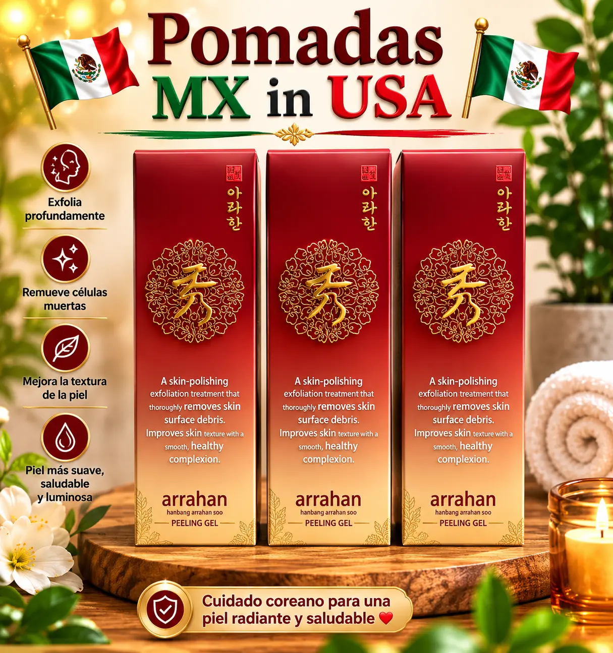 3 pack ARRAHAN HANBANG PEELING GEL 180ML Korean