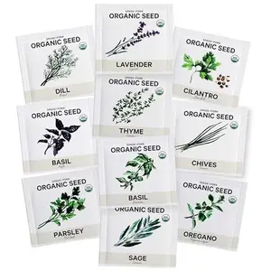 Certified Organic Herb Seeds Variety Pack (10-Pack) - 6,500+ Non GMO, Heirloom - Lavender, Basil, Thyme, Parsley, Oregano, Sage, Dill, Chives Herbs Seeds for Indoor & Outdoor Planting