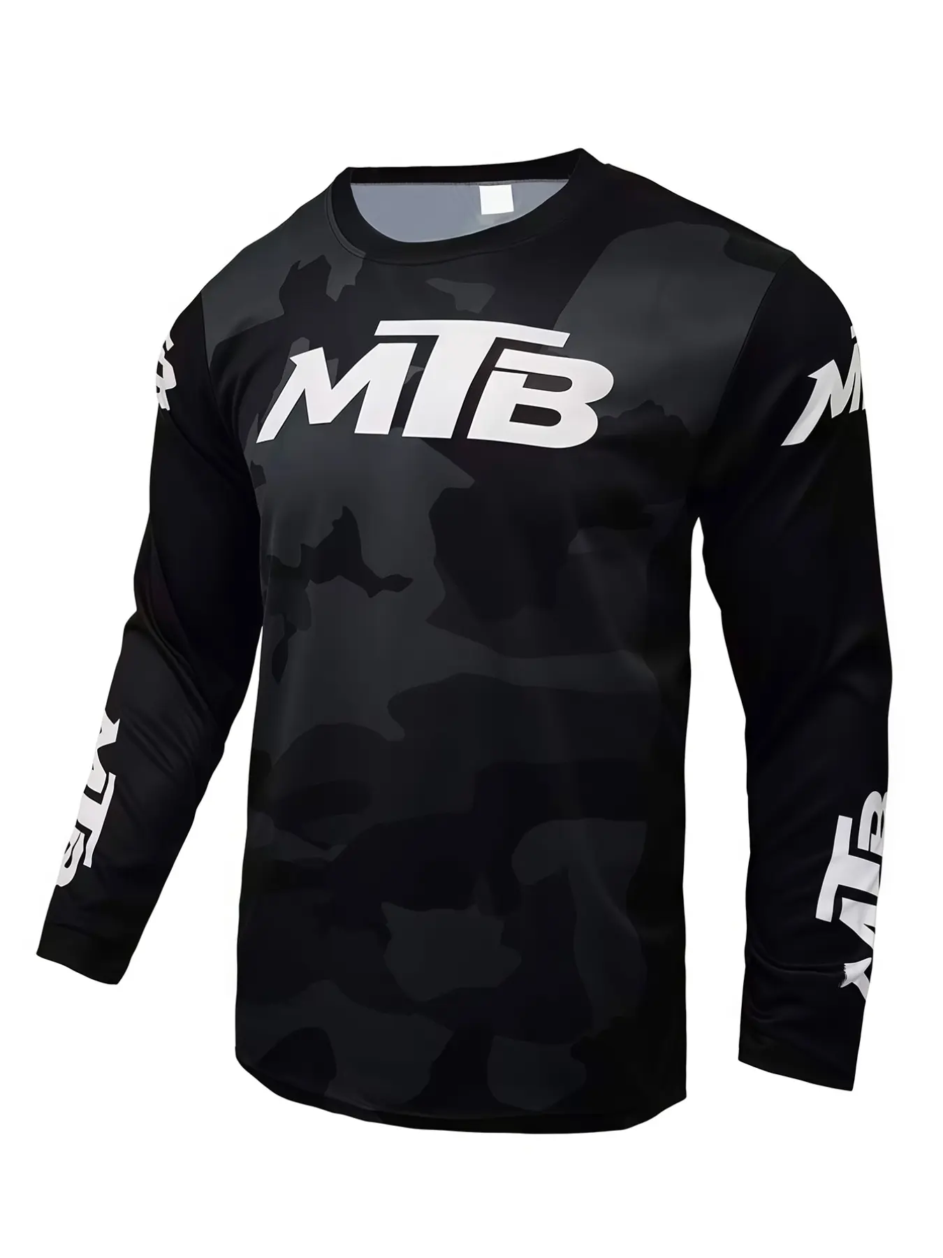 Khaki Desert Camo MTB Long Sleeve Jersey, Quick Dry Breathable Cycling Shirt, Loose Fit for Mountain Biking, Motorcycle, Fishing, Camping Sporty Sports Top, Bike Shirt