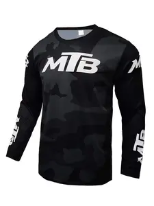 Khaki Desert Camo MTB Long Sleeve Jersey, Quick Dry Breathable Cycling Shirt, Loose Fit for Mountain Biking, Motorcycle, Fishing, Camping Sports Top, Bike Shirt