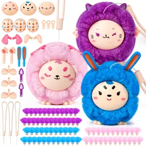 DIY Plush Keychain Making Kit for Kids,DIY Stuffed Animal Craft Set for Kids, Cute Arts & Crafts Set with 3 Plush Models, Keychain Toys for Girls Boys