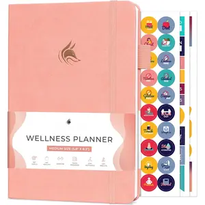 Wellness Planner - Weekly & Daily  and Wellness Log,  Journal & Meal Planner Diary for Calorie Counting, Notebook for  Condition , A5-Sized - Light Pink