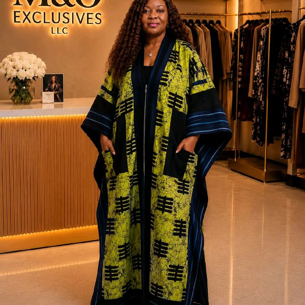 Women's Long Kimono Dress with Zipper