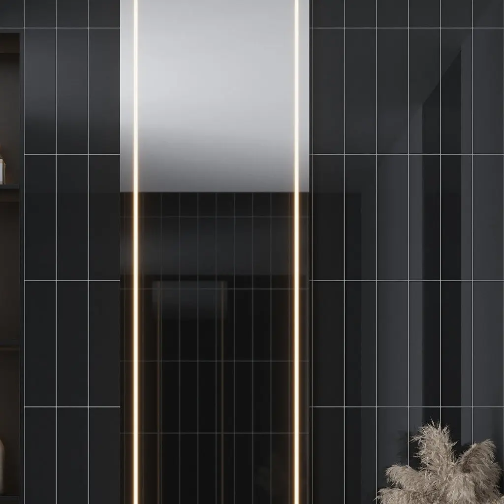 Black 4x16 Glossy Subway Glass Tile (12 pack, 5.33 sq ft/case)