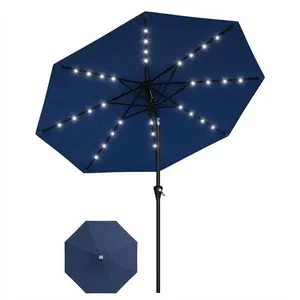 9FT Patio Umbrella with Solar LED Lights – Outdoor Market Parasol
