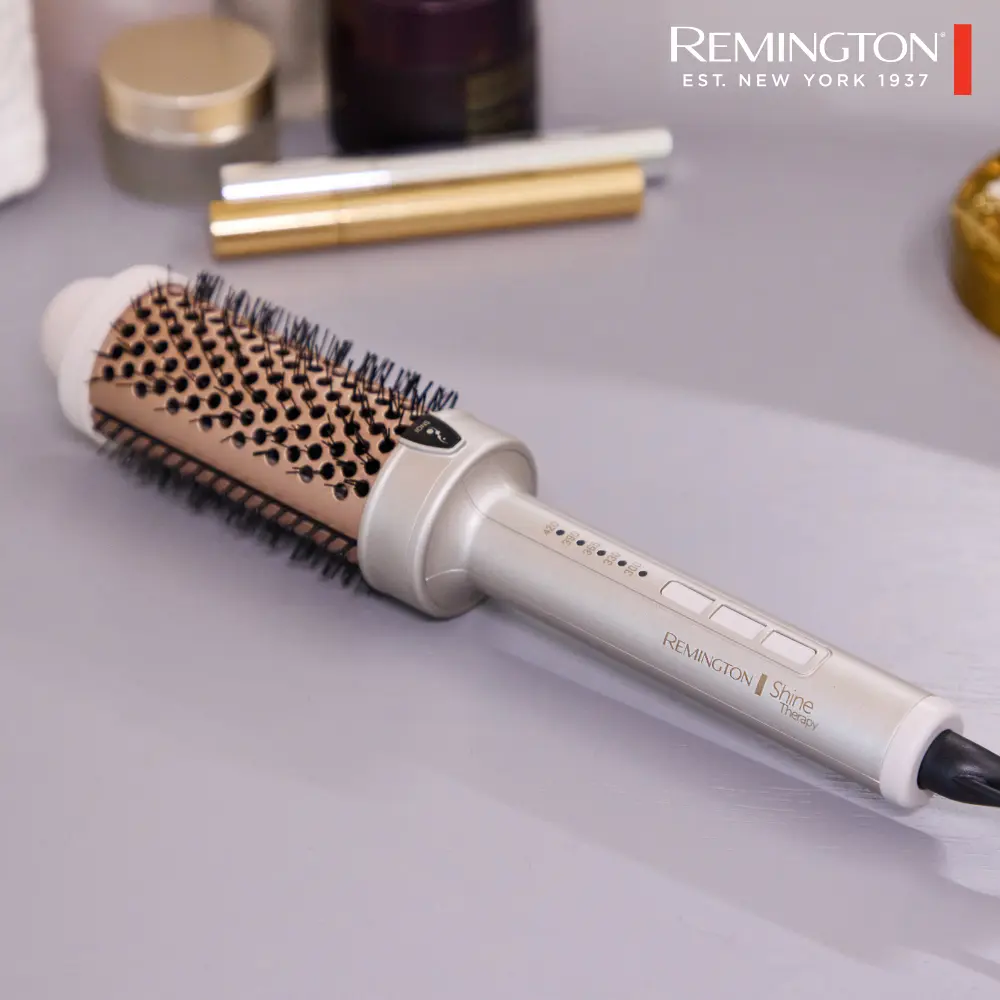 Remington Shine Therapy Thermal Styling Brush, Hot Brush, Smooth Styling, Infused with Argan Oil & Keratin for Added Shine, Frizz Prevention, Enhanced Volume Styling