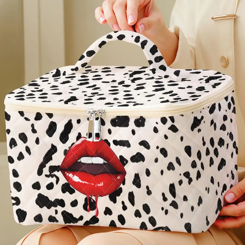 Lip Print Makeup Bag, Large Capacity Travel Toiletry Bag, Cosmetic Travel Bag, Portable Travel Makeup Bag, Zipper Makeup Organizer Pouch, Versatile Storage Bag