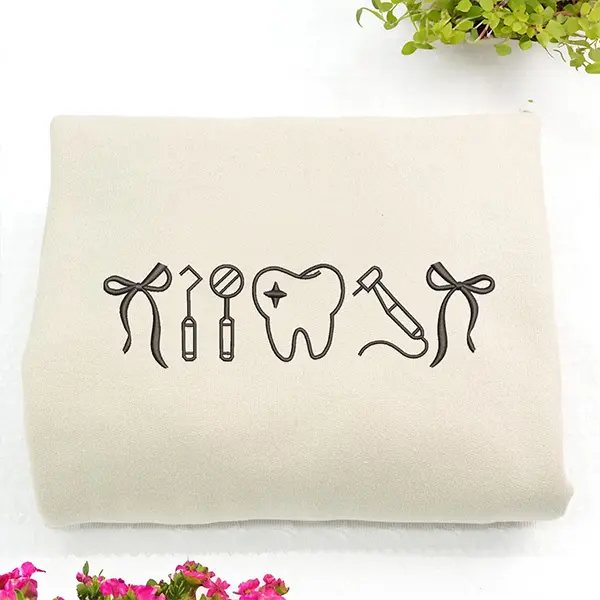 Embroidered Dental Hygienist Sweatshirt, Tooth Crewneck with Dental Icons, Cute Dentist Gift, Save Teeth Embroidery Sweater