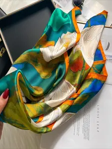 Lotus Print Bandana Vintage Square Scarf For Decoration For Daily Life Bandana,Hair Band,Head Band Ideal For Dressing Up Your Look