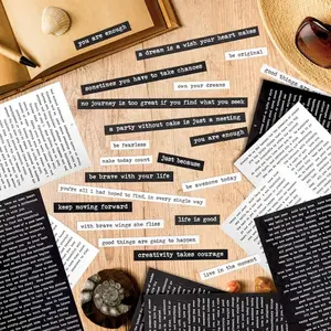 Inspirational Quote Sticker (406pcs/8 Sheets), Self-adhesive Motivational Sticker, Decorative Sticker for Scrapbooking, Journaling, DIY Art Crafts, Stickers Kit