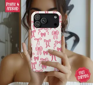 Valentine Bows Phone Case, Cute Cover Mag Safe Compatible, Magnetic Tough Cases