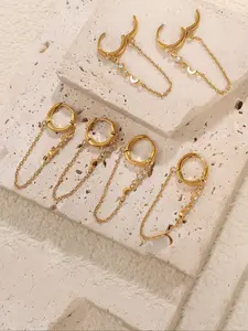 Elegant Long Dangle Earrings with Zirconia Inlay, Stainless Steel Clip-On Ear Cuffs, Non-Fading Fashion Jewelry for Women