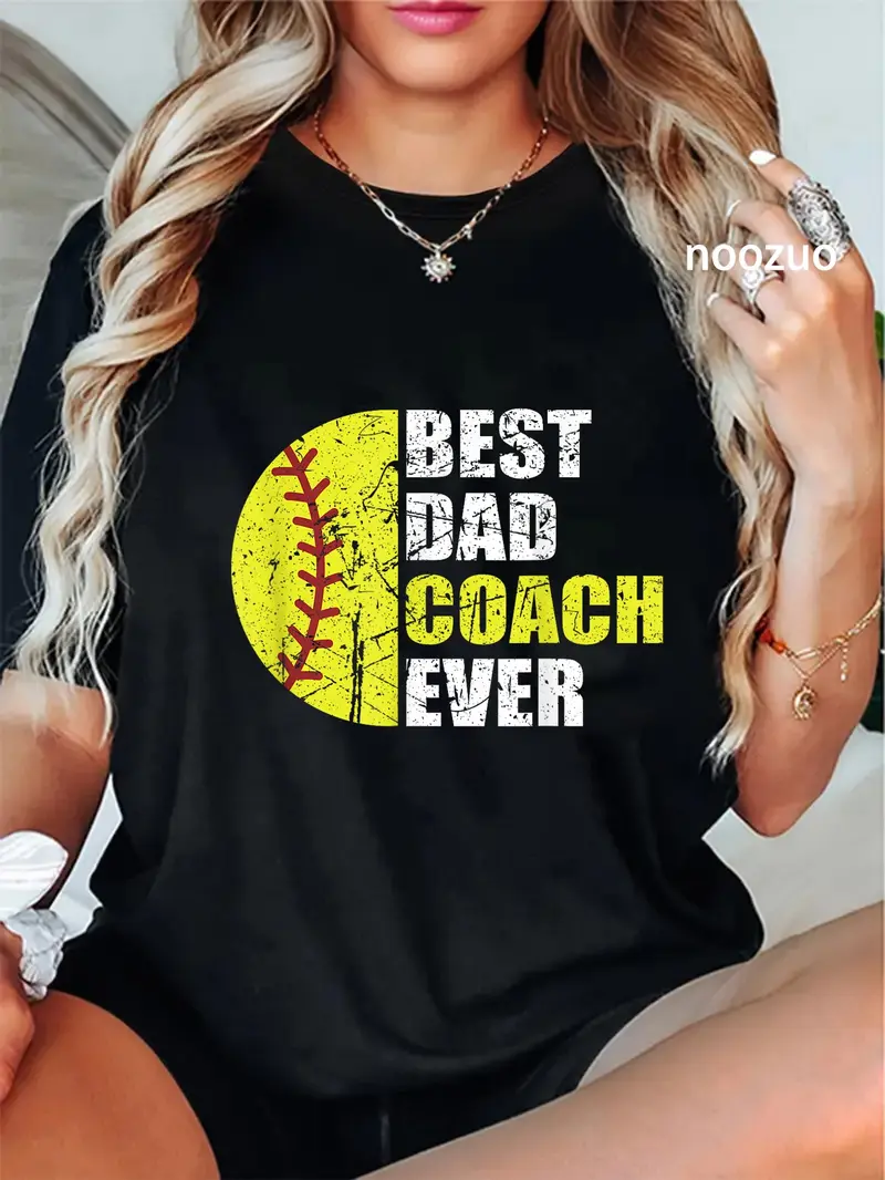 100% Cotton Best Softball Dad Coach Ever Retro Father Softball Coach Dad T-Shirt