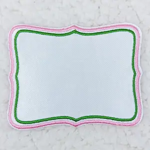 Pink & Green Embroidered BLANK Sublimation HAT/POCKET Patch
