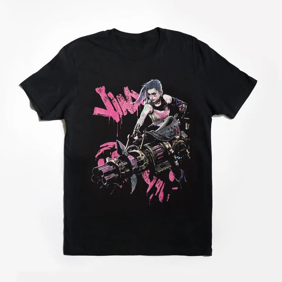 Jinx Arcane Vintage Graphic T-Shirt, League of Legends Zaun Champion Tee, Retro Gaming Fan Gift T072410