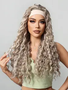 24 Inch Long Curly Wigs for Women, Gorgeous Fluffy Wigs with Headband, Synthetic Wigs for Party, Daily Use, Fluffy Wave Wig, Synthetic Wavy Wig
