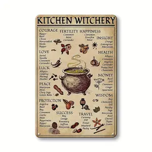 Witch Theme Pattern Wall Sign, Vintage Wall Decor, Wall Hanging Ornament For Home Kitchen Living Room Bedroom