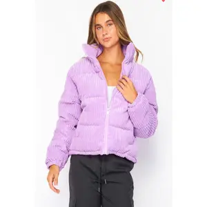 Lavender Corduroy Puffer Jacket