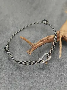 Adjustable Men's Paracord Bracelet with Horseshoe Buckle, Outdoor Sports Style Handwoven Multicolor Gift, Casual Fashion Accessory