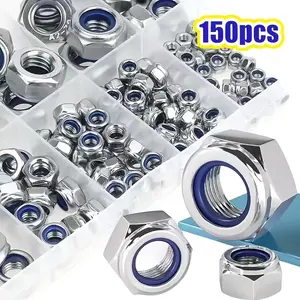 150pcs M4/m5/m6 Nylon Anti-Slip Self-Locking Hex Nuts, Durable Hex Screws for Construction & Maintenance, Ideal for DIY Projects