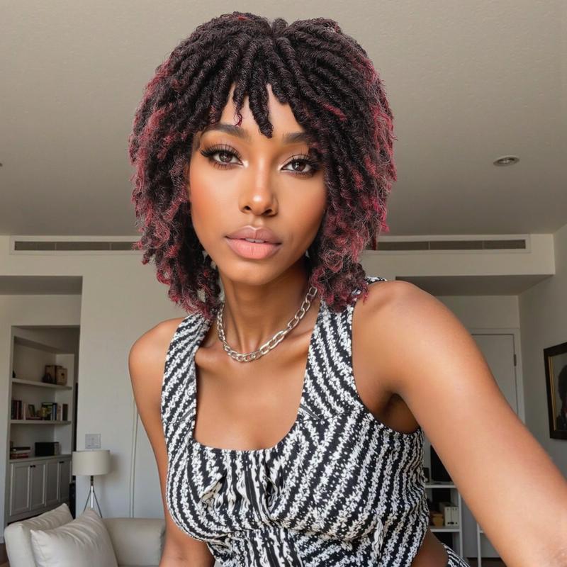 Ourwigs Dreadlock Wig Short Twist Wigs for Women and Men Afro Curly Synthetic Wig Faux Locs Braided Crochet Hair Wig New Year Gifts Wig for Daily Life