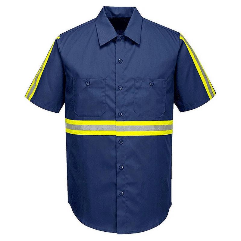 F124 Mens Reflective Iona Xtra Short Sleeve Work Shirt Navy, 4X-Large
