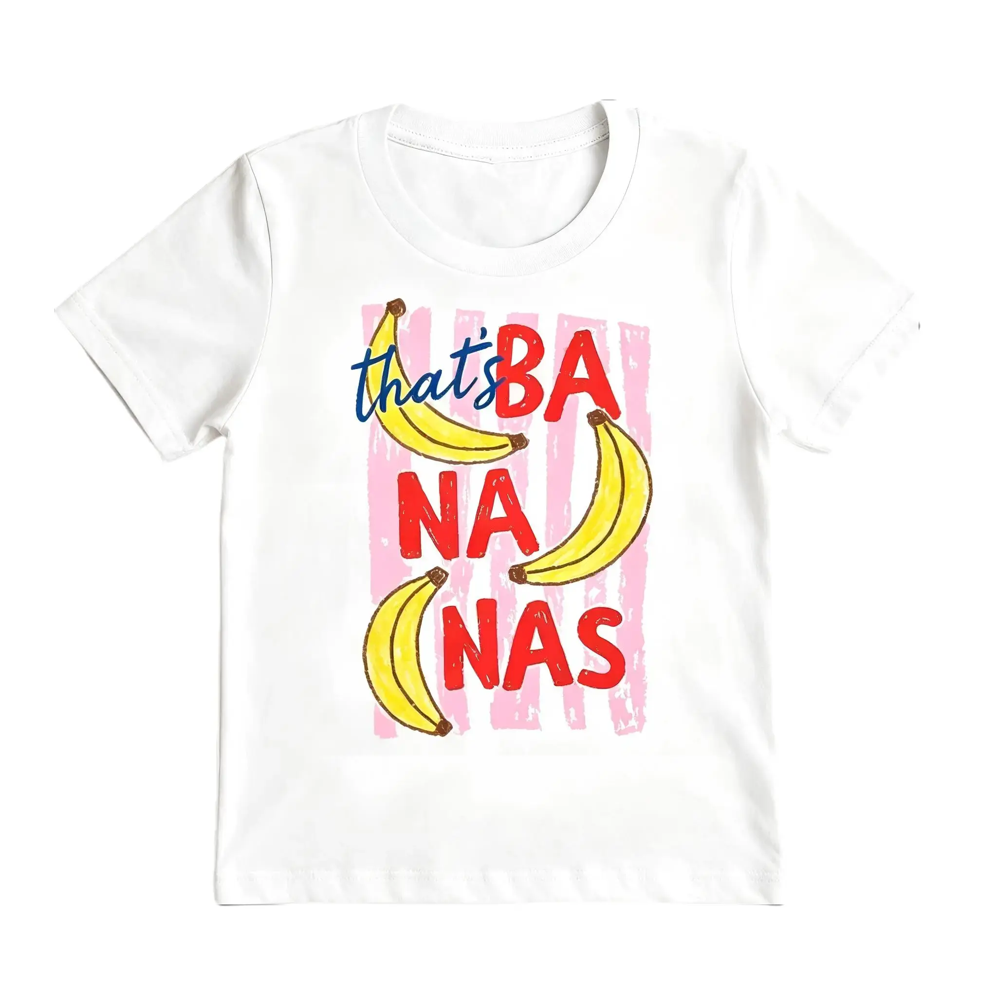Vintage 'That's Bananas' T-shirt, Women's Retro Food Pun Art Top with Short Sleeve Round Neck, Cotton Blend for Summer, Shortsleeve, Retro Fruit Art, Banana Graphic, Personalized, Retro Vintage