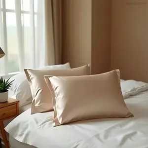 2 Pack Satin Silk Pillowcase for Hair and Skin, Ultra Soft Smooth Cooling Pillow Case with Envelope Closure, Solid Color Luxury Pillow Cover for Queen King Standard Size