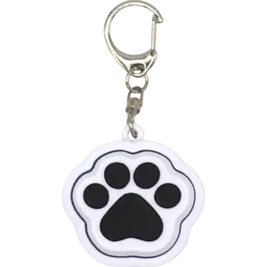 White Paw Print Fidget Clicker Keychain Adorable Paw Design Stress Relief Durable Lightweight Perfect Gift for Pet Lovers Calming Sensory Experience Convenient