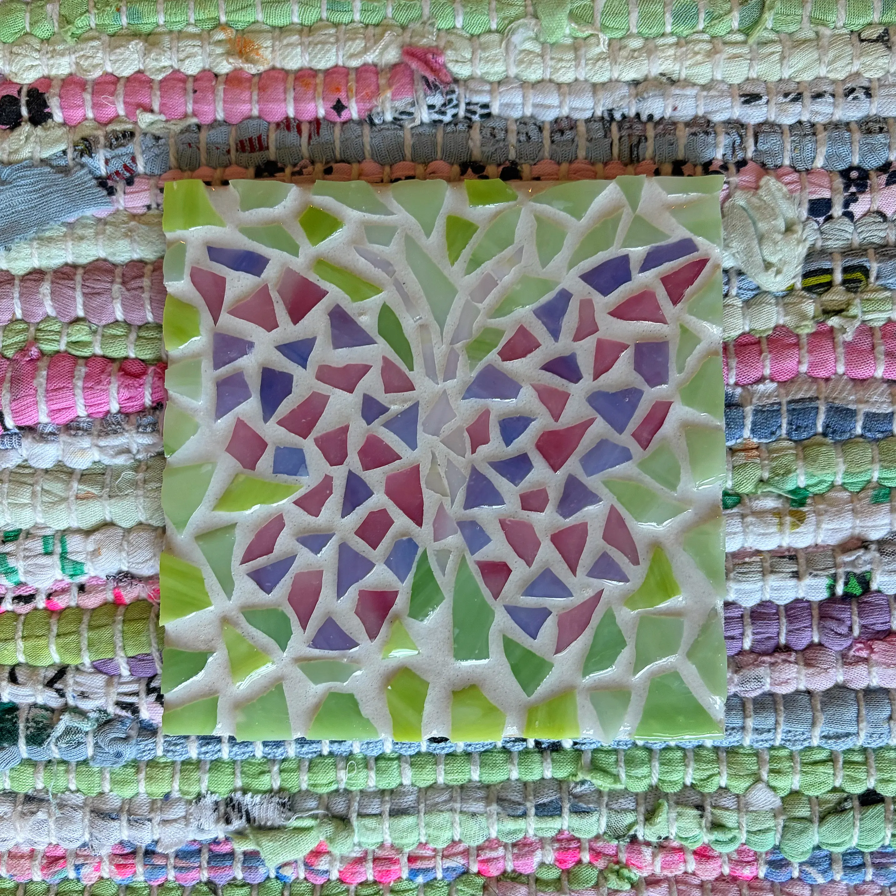 Butterfly Handmade Mosaic Tile, 4in x 4in Home Decor Hanging Accent/Coaster