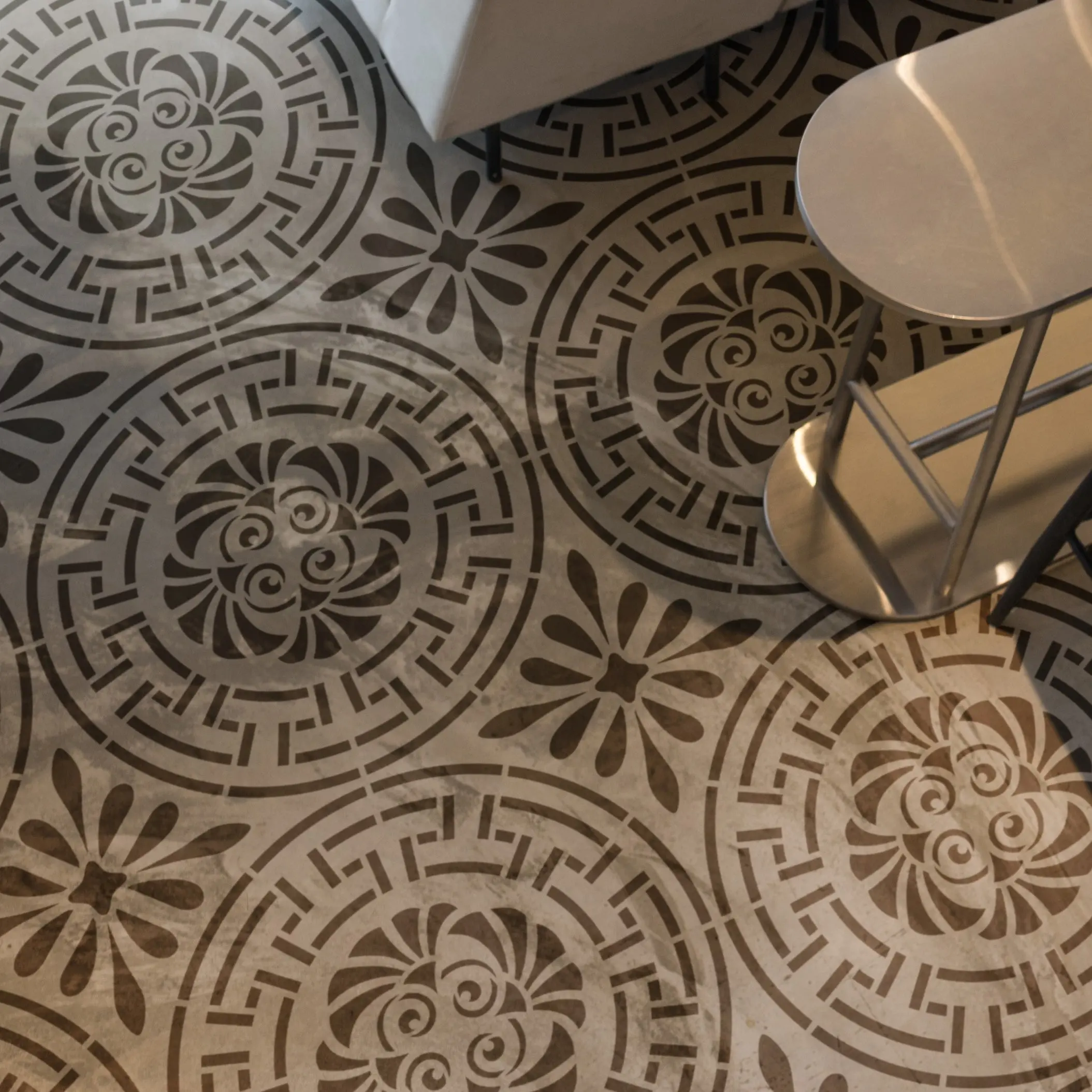 ARES- Large Reusable Floor Painting Stencil- Large Concrete Paint Stencil